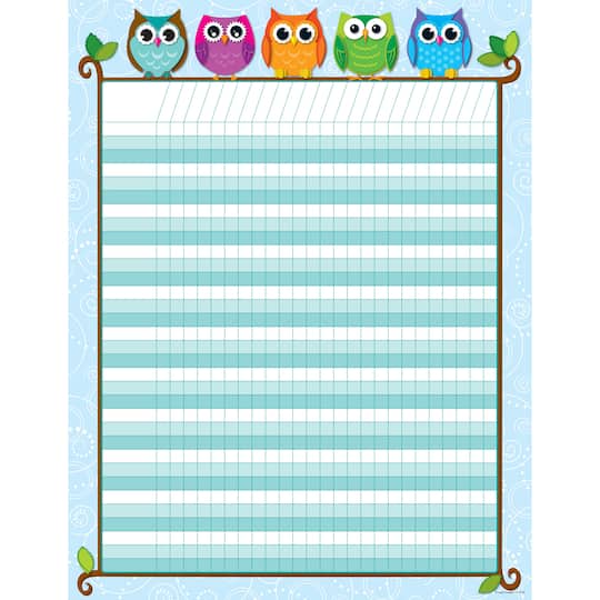 Colorful Owls Incentive Chart, 12 Pack